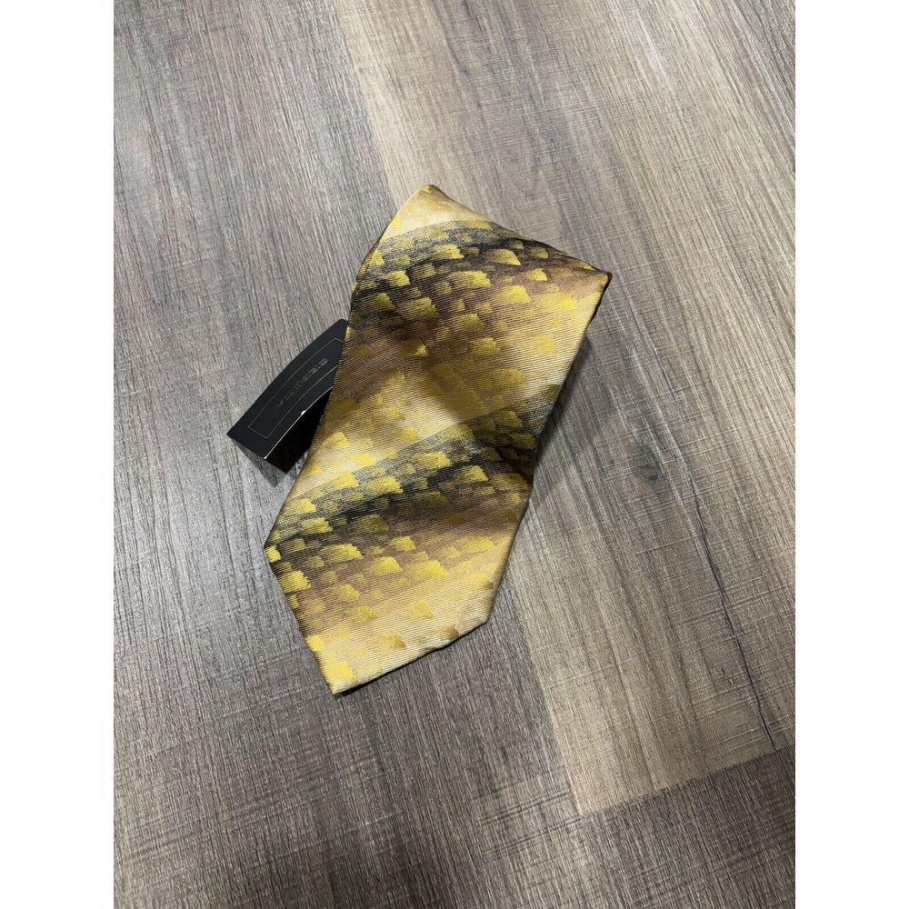 SERICA Men's Tie‎ Golden Abstract  Luxury Silk Necktie NWT